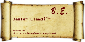 Basler Elemér névjegykártya